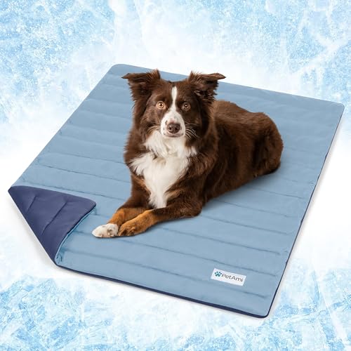 PetAmi Kühlmatte für Hunde, hochwertige Haustier-Kühldecke für Hundehütte, Indoor-Katzen-Schlafmatte, Q-MAX Kaltsofa, Couchbezug für Sommer, Marineblau/Staubblau, Größe M (73 x 101 cm) von PetAmi