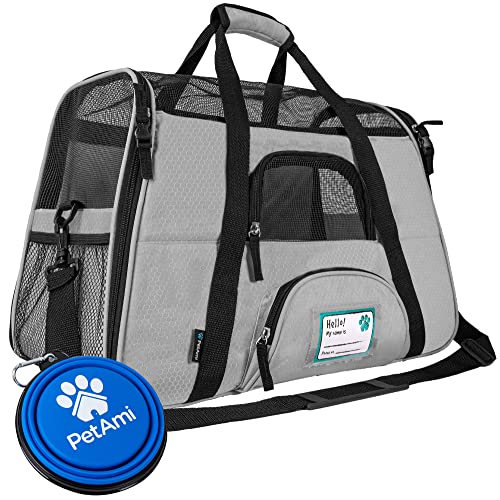 PetAmi Premium Fluggesellschaften zugelassene weiche Reisetasche für Haustiere | ideal für kleine bis mittelgroße Katzen, Hunde und Haustiere | belüftetes, komfortables Design mit von PetAmi