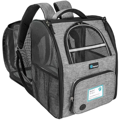 PetAmi Rucksack für Hunde und Katzen, erweiterbar, für Reisen, Wandern, kleine und mittelgroße Hunde, Welpen, große Katzen, von Fluggesellschaften zugelassen, belüftet, 8.2 kg, Hellgrau PetAmi Rucksack für Hunde und Katzen, erweiterbar, für Reisen, Wandern, kleine und mittelgroße Hunde, Welpen, große Katzen, von Fluggesellschaften zugelassen, belüftet, 8.2 kg, Hellgrau von PetAmi