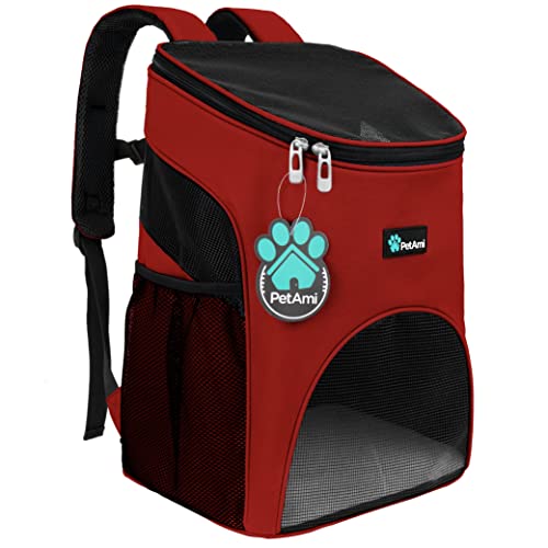 PetAmi Rucksack für kleine Hunde und Katzen, von Fluggesellschaften zugelassen, belüftet, Sicherheitsgurt, Schnallenstütze für Wandern, Reisen, Camping, Outdoor, max. 8,2 kg, Rot PetAmi Rucksack für kleine Hunde und Katzen, von Fluggesellschaften zugelassen, belüftet, Sicherheitsgurt, Schnallenstütze für Wandern, Reisen, Camping, Outdoor, max. 8,2 kg, Rot von PetAmi