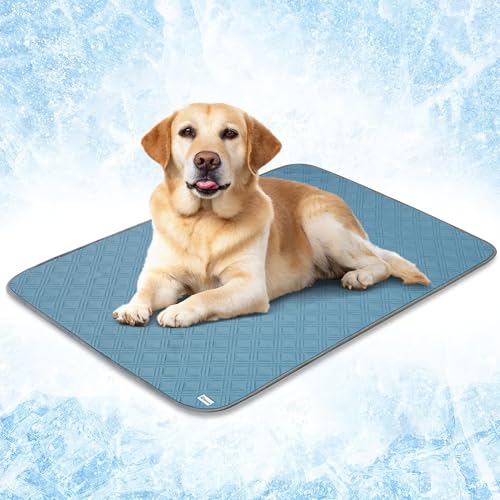 PetAmi Wasserdichte Kühlmatte für Hunde, hochwertige Haustier-Kühldecke für Bettkäfige, rutschfeste Hunde-Kühlunterlage zum Schlafen, Q-MAX große Sofa-Couchbezug-Matte für Katze, Hellblau, 40 x 60 cm von PetAmi