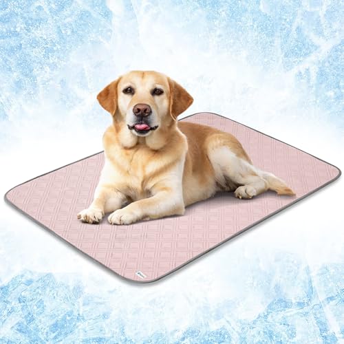 PetAmi Wasserdichte Kühlmatte für Hunde, hochwertige Haustier-Kühldecke für Bettkäfige, rutschfeste Hunde-Kühlunterlage zum Schlafen, Q-MAX große Sofa-Couchbezug-Matte für Katze, Rosa, 40 x 60 cm von PetAmi