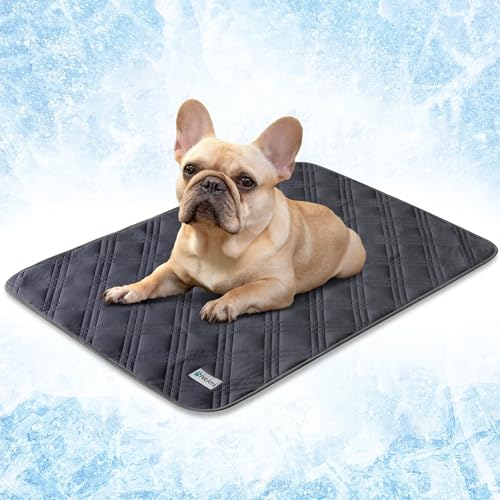 PetAmi Wasserdichte Kühlmatte für Hunde, hochwertige Haustier-Kühldecke für Bettkäfige, rutschfeste Hunde-Kühlunterlage zum Schlafen, Q-MAX kleine/mittelgroße Sofa-Couchbezug-Matte für Katze, Grau, 73 von PetAmi