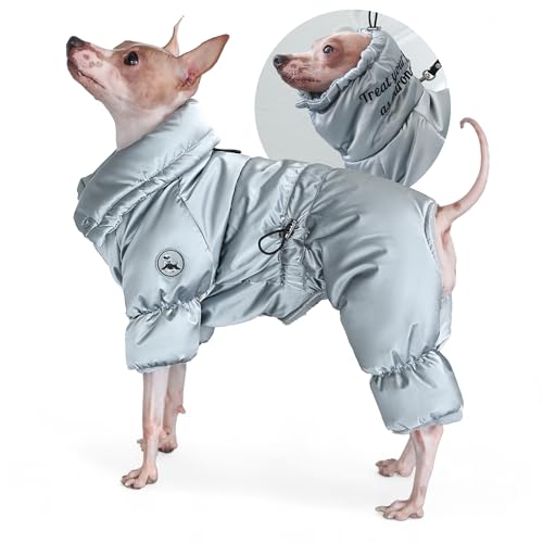 PETBARONET Winter-Hundeweste mit 4 bedeckten Beinen, reflektierend, wasserdicht, winddicht, warme Hundejacke, Schneemantel für kleine, mittelgroße und große Hunde (Silber, XX-Large) von PetBaronet
