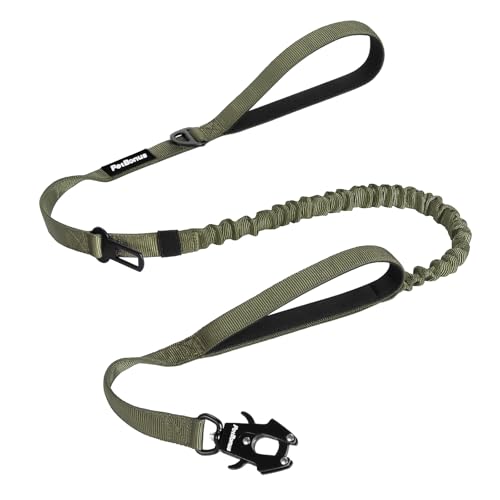 PetBonus 5FT Heavy Duty Bungee Hundeleine mit Schnellverschluss Metall Clip（Armee Grün） von PetBonus