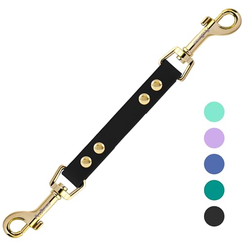 PetBonus Hundehalsband Clips, Wetterfeste Sicherungsband für Hundegeschirr, Robuste doppelendiger Leinenverbinder (Schwarz) von PetBonus
