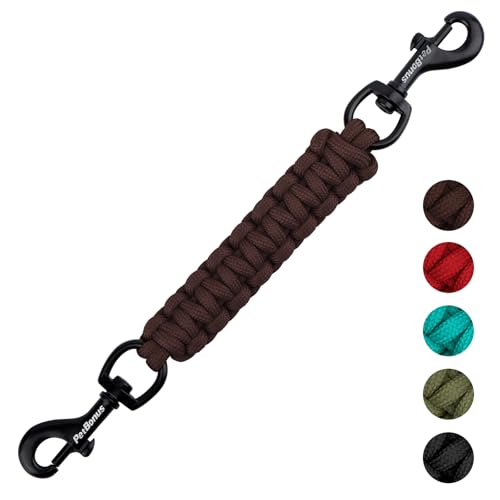 PetBonus Hundehalsband Clips, handgefertigtes Sicherungsband für Hundegeschirr, Stachelhalsband, doppelendiger Leinenverbinder (Braun) von PetBonus