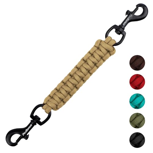 PetBonus Hundehalsband Clips, handgefertigtes Sicherungsband für Hundegeschirr, Stachelhalsband, doppelendiger Leinenverbinder (Hellbraun) von PetBonus