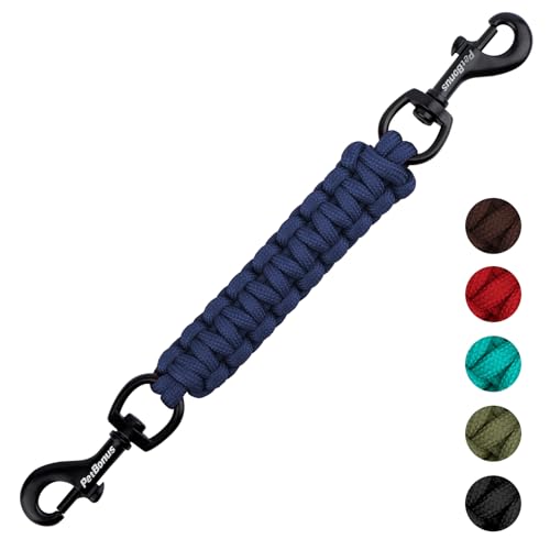 PetBonus Hundehalsband Clips, handgefertigtes Sicherungsband für Hundegeschirr, Stachelhalsband, doppelendiger Leinenverbinder (Marineblau) von PetBonus