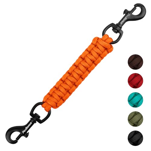 PetBonus Hundehalsband Clips, handgefertigtes Sicherungsband für Hundegeschirr, Stachelhalsband, doppelendiger Leinenverbinder (Orange) von PetBonus