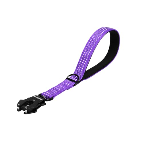 PetBonus Robuste Kurze Hundeleine 30cm, Nylon Kurzführer mit Schnellverschluss, gepolstertem Griff, Reflektierende Trainingsleine für große mittlere Hunde (Lila) von PetBonus