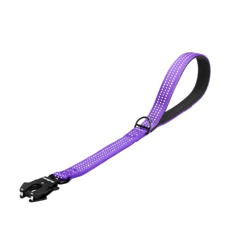 PetBonus Robuste Kurze Hundeleine 45cm, Nylon Kurzführer mit Schnellverschluss, gepolstertem Griff, Reflektierende Trainingsleine für große mittlere Hunde (Lila) von PetBonus
