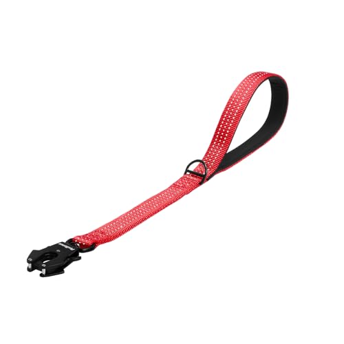 PetBonus Robuste Kurze Hundeleine 45cm, Nylon Kurzführer mit Schnellverschluss, gepolstertem Griff, Reflektierende Trainingsleine für große mittlere Hunde (Rot) von PetBonus