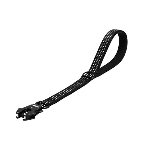 PetBonus Robuste Kurze Hundeleine 45cm, Nylon Kurzführer mit Schnellverschluss, gepolstertem Griff, Reflektierende Trainingsleine für große mittlere Hunde (Schwarz) von PetBonus