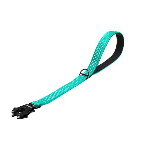 PetBonus Robuste Kurze Hundeleine 45cm, Nylon Kurzführer mit Schnellverschluss, gepolstertem Griff, Reflektierende Trainingsleine für große mittlere Hunde (Türkis) von PetBonus
