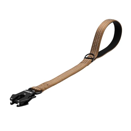 PetBonus Robuste Kurze Hundeleine 60cm, Nylon Kurzführer mit Schnellverschluss, gepolstertem Griff, Reflektierende Trainingsleine für große mittlere Hunde (Braun) von PetBonus