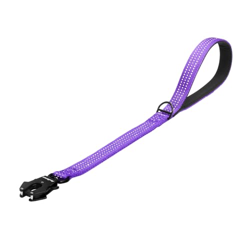 PetBonus Robuste Kurze Hundeleine 60cm, Nylon Kurzführer mit Schnellverschluss, gepolstertem Griff, Reflektierende Trainingsleine für große mittlere Hunde (Lila) von PetBonus