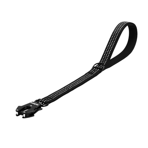 PetBonus Robuste Kurze Hundeleine 60cm, Nylon Kurzführer mit Schnellverschluss, gepolstertem Griff, Reflektierende Trainingsleine für große mittlere Hunde (Schwarz) von PetBonus