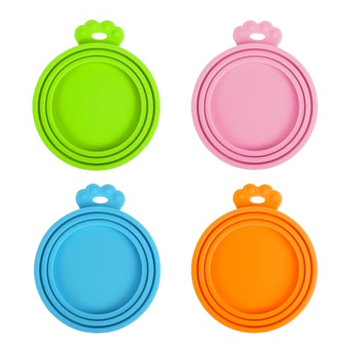 PetBonus Tierfutter-Dosendeckel Katzenfutter, Silikon Deckel für Hunde und Katzen Dosen, 3 in 1 Universal Dosendeckel für Katzenfutter Hundefutter, BPA-frei, spülmaschinenfest (4er Pack) von PetBonus