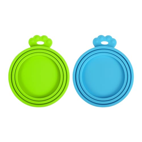 PetBonus Tierfutter-Dosendeckel Katzenfutter, Silikon Deckel für Hunde und Katzen Dosen, 3 in 1 Universal Dosendeckel für Katzenfutter Hundefutter, BPA-frei, spülmaschinenfest (Blau, Grün) von PetBonus