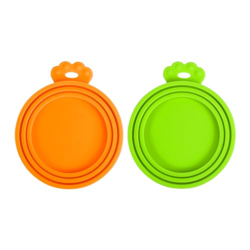 PetBonus Tierfutter-Dosendeckel Katzenfutter, Silikon Deckel für Hunde und Katzen Dosen, 3 in 1 Universal Dosendeckel für Katzenfutter Hundefutter, BPA-frei, spülmaschinenfest (Orange, Grün) von PetBonus