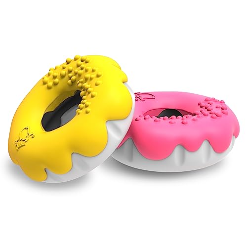 PetBuds Donut 2No Indestructible Dog Toys-Tough Durable Rubber Dog Chew Toy for Aggressive Chewers, Strong Dog Toothbrush Toy, Puzzle Treat Dispenser Langeweile Toy, Chew Toys for small medium large dogs von PetBuds