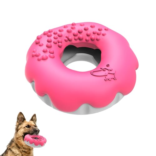PetBuds Unzerstörbares Hundespielzeug, interaktives 2-in-1-Leckerli- und Kauspielzeug gegen Langeweile, Donut-Form (Shocking Pink) von PetBuds