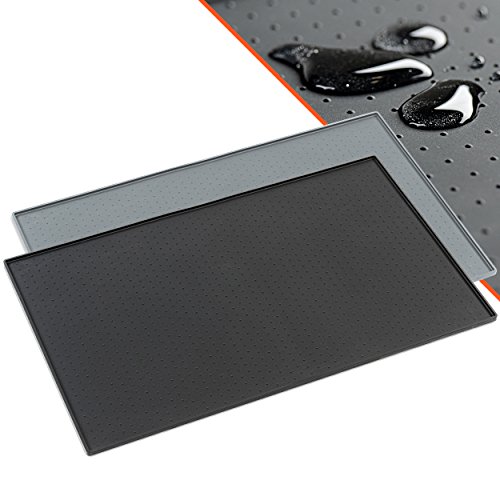 PetCareson – Premium Napfunterlage Hund, Katzen I Hochwertige wasserdichte u. rutschfeste Unterlage für Katzennapf und Hundenapf I Fressnapf-Unterlage, Silikon Unterlage mit Rand I Schwarz I 48x30cm von PetCareson