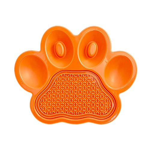 PetDreamHouse Paw Feeder Interaktiver Futternapf und herausnehmbares Lick Mat Pad für Hunde, Welpen oder Katzen, Teller-Futter, Leckerlis, Kontrolliert schnelles Fressen, Anti-Blähen, Orange, 261265 von PetDreamHouse