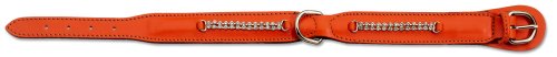 Petego La Cinopelca Hundehalsband, gepolstert, weiches Kalbsleder, mit Kristallen, Orange, 1,6 cm, passend für 22,9 cm bis 27,9 cm von Petego