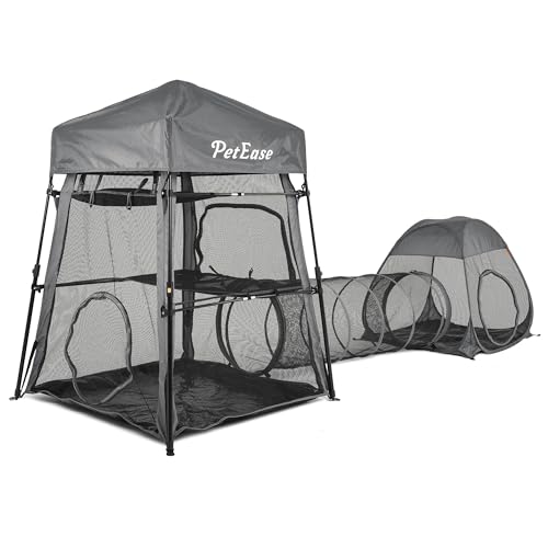 PETEASE Katzenturm-Zelt, für den Außenbereich, Terrasse, Katzengehege mit atmungsaktivem Netz, Indoor-Laufstall, tragbares Übungszelt von PetEase