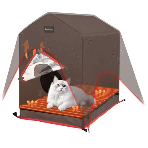 PetEase Großes beheiztes Ootdoor-Katzenhaus für den Winter, Katzen-Unterstände für draußen, Winter, isoliert, wetterfest, Katzenbett mit thermostatischem Haustier-Heizkissen für wilde Streuner, um PetEase Großes beheiztes Ootdoor-Katzenhaus für den Winter, Katzen-Unterstände für draußen, Winter, isoliert, wetterfest, Katzenbett mit thermostatischem Haustier-Heizkissen für wilde Streuner, um von PetEase