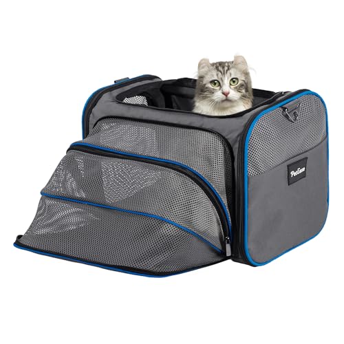 PetEase Katzentragetasche mit weichen Seiten für kleine, mittelgroße Katzen und Welpen bis zu 6,8 kg, von Fluggesellschaften zugelassene Katzentasche, erweiterbare Katzen-Reisetasche PetEase Katzentragetasche mit weichen Seiten für kleine, mittelgroße Katzen und Welpen bis zu 6,8 kg, von Fluggesellschaften zugelassene Katzentasche, erweiterbare Katzen-Reisetasche von PetEase
