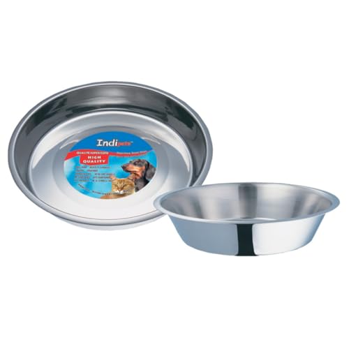 INDIPETS Kitty Wasser- und Futternapf, niedrige Höhe, 15,2 cm, Edelstahl (PN: 800001) von PetEdge