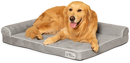 PetFusion Betterlounge Hundebett aus Memory-Schaumstoff, Wildleder, bequemes Bett für Hunde, mit wasserdichtem Futter und abnehmbarem Bezug, Größe L (91 x 71 x 15 cm) von PetFusion