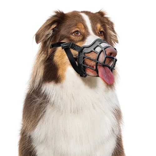 Hunde Maulkorb aus Gummi, Verstellbar, für Mittelgroße und Große Hunde, Schwarz, Größe M von PetGlimmer