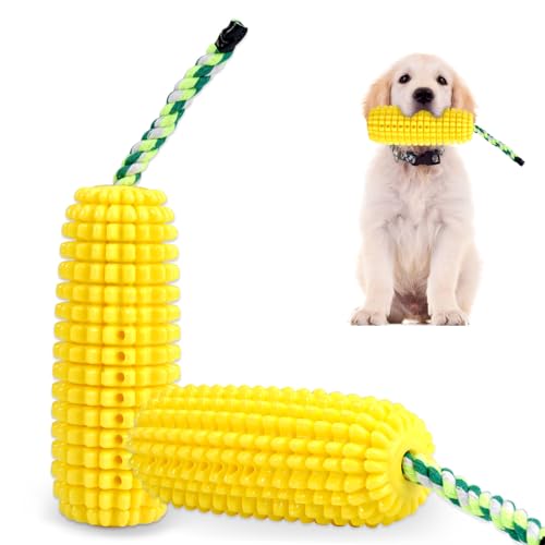 Hundespielzeug Unzerstörbar Robustes für Große Hunde, Kauspielzeug für Zähne, Interaktives Hunde Spielzeug Quietschend Realistischer Maiskolben Auftragen von Zahnpasta Reinigung von HundezäHnen von PetGlimmer