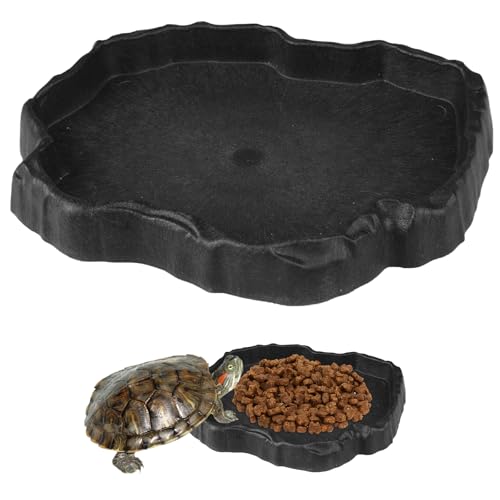 Reptilien-Wasserschale Harzfelsen, 18x14x2cm Wasserschale Terrarium, Reptilien-Futterstation, Reptilien Wasser Tablett Futterschale, Reptilien Fressnapf für Eidechsen, Geckos, Chamäleons, Spinnen von PetGlimmer
