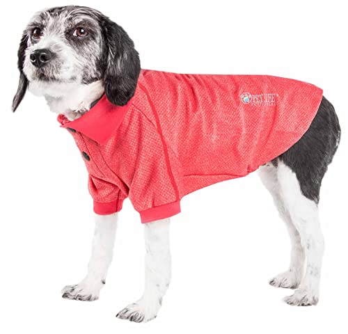 PetLife Active Hundepolo-T-Shirt mit Fell-Flex, elastisch, Wick-sicher, Größe L, Rot von Pet Life