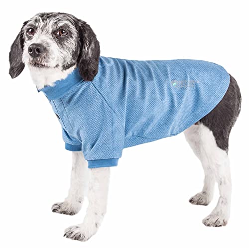 PetLife Active Hundepolo-T-Shirt mit Fell-Flex, elastisch, Wick-sicher, Größe S, Blau von Pet Life