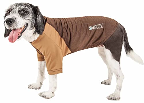 PetLife Active Hybreed 4-Wege-Stretch-Hunde-T-Shirt, zweifarbig, XS, Braun von Pet Life