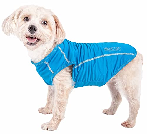 PetLife Active Racerbark 4-Wege-Stretch-Performance-Active Dog-T-Shirt, Größe M, Blau von Pet Life