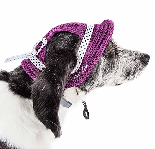 PetLife Hundemütze mit Sonnenpolster, verstellbar, Netzkrempe, Größe M, Burgunderrot von Pet Life