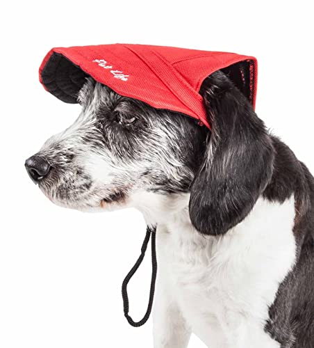 PetLife Kappe für Hunde, mit UV-Schutz, verstellbar, Größe L, Rot von Pet Life