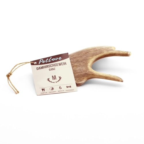 PetLove Damhirsch Geweihstange für Hunde & Welpen • Hirschgeweih Hund • Natürliches Geweih • Kauspielzeug Größe M (75-150g) von PetLove
