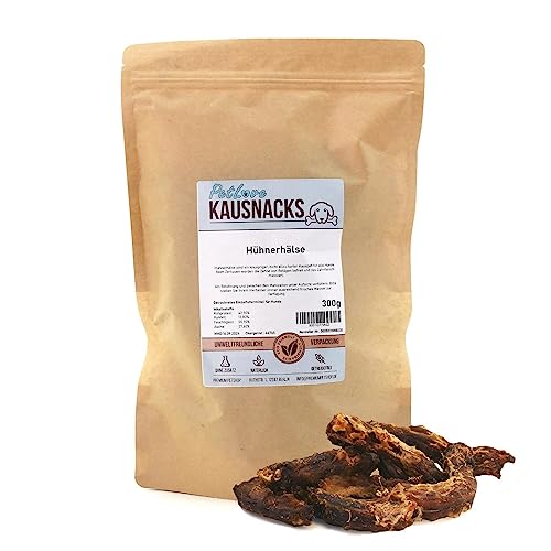 PetLove Hähnchenhälse für Hunde & Katzen (300g) · 100% Fleisch · Hähnchenhälse Hund · Getrocknete Kausnacks vom Geflügel für Hunde · Barf-Snack Hund von PetLove