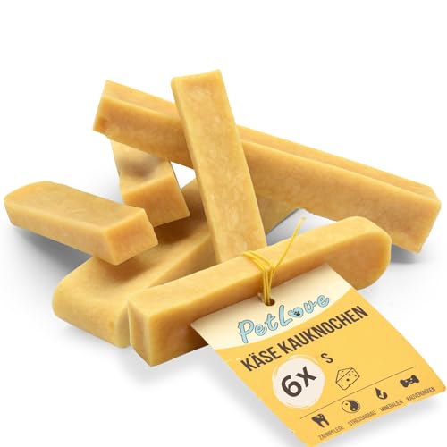 PetLove Hartkäse für Hunde • 100% natürlicher Kauknochen aus Käse • Kaukäse Hund • Kauspaß & Zahnpflege • Ideal für unterwegs • 6er Pack • Größe S: 30-50g von PetLove