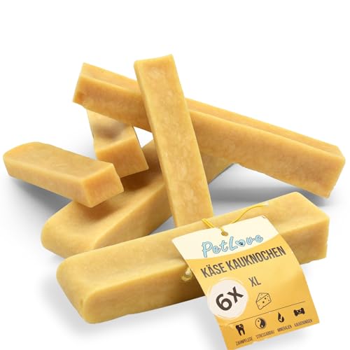 PetLove Hartkäse für Hunde • 100% natürlicher Kauknochen aus Käse • Kaukäse Hund • Kauspaß & Zahnpflege • Ideal für unterwegs • 6er Pack • Größe XL: 110-140g von PetLove