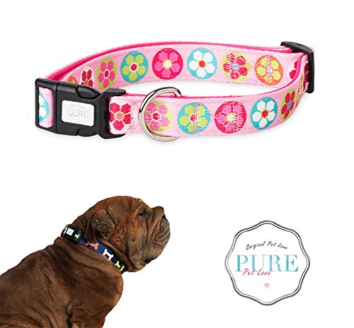 PetLove Hundehalsband - gepolstert und verstellbar aus Nylon - in Rosa, Größe XL (2,5 x 48-66cm) - Halsband für große Hunde von PetLove