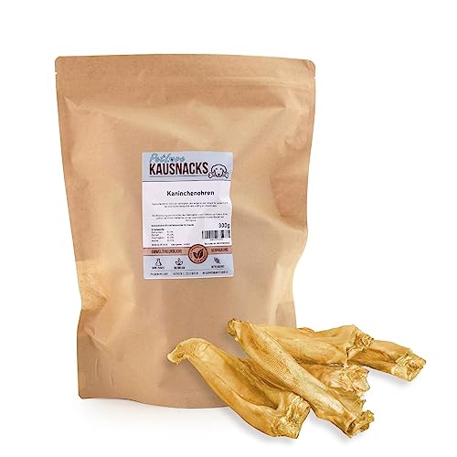 PetLove Kaninchenohren Kausnack für Hunde & Katzen (300g) • 100% natürliche Kaninchenohren ohne Fell • Fettarmer Zahnpflege Snack für Hunde • Leicht verdaulich & nahrhaft von PetLove